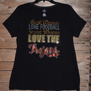 Trojans  Real Women Love Football rhinestone short sleeve shirt XS S M L XL…